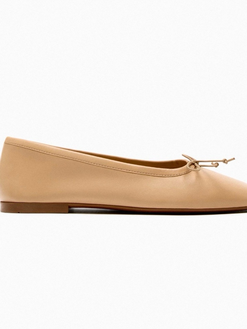 Classic Women’s Tan Leather Ballet Flats with Bow